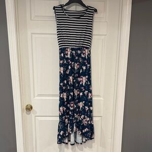 Striped and Floral Maxi Dress